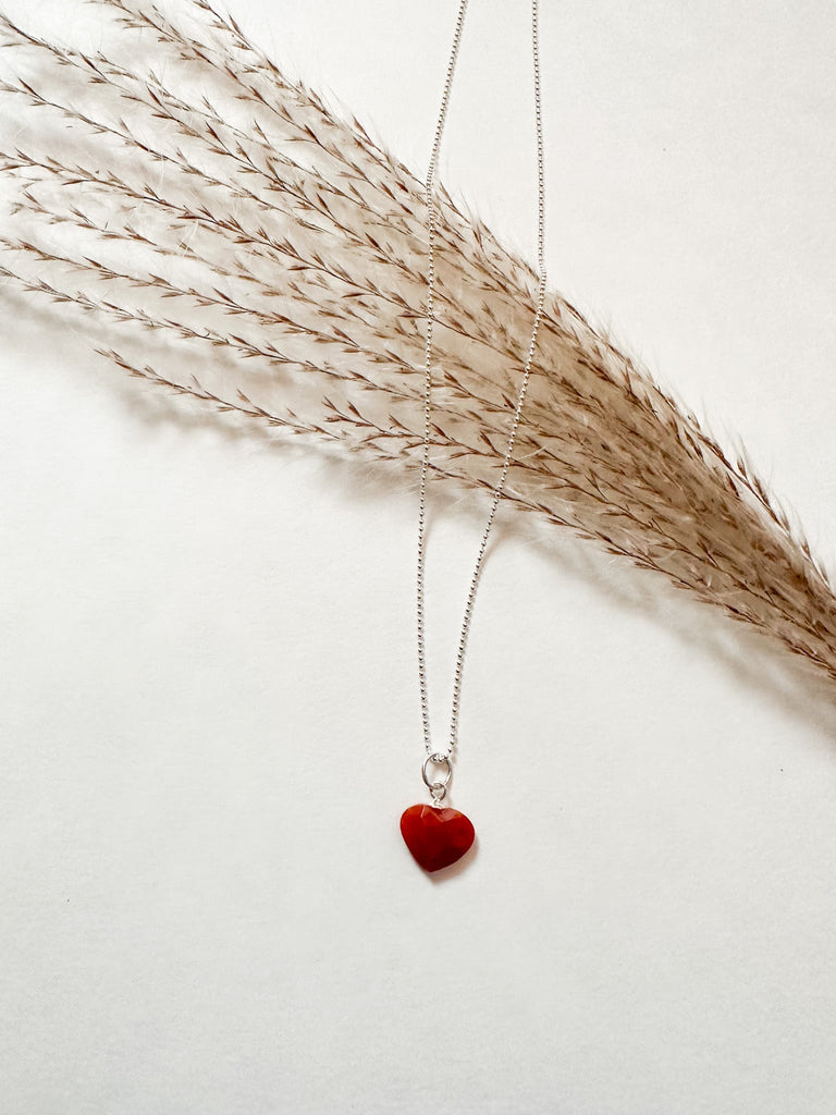 Silver & Carnelian Heart Necklace