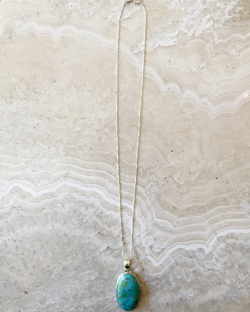 Turquoise and Silver Retrograde Necklace