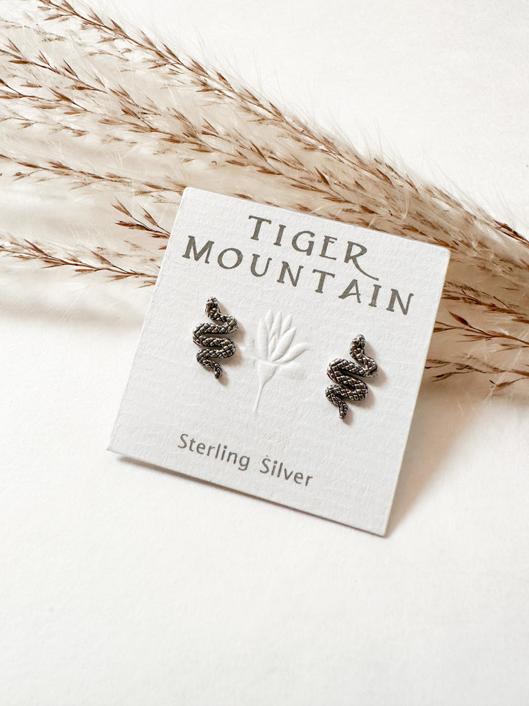 Silver Snake Stud Earrings