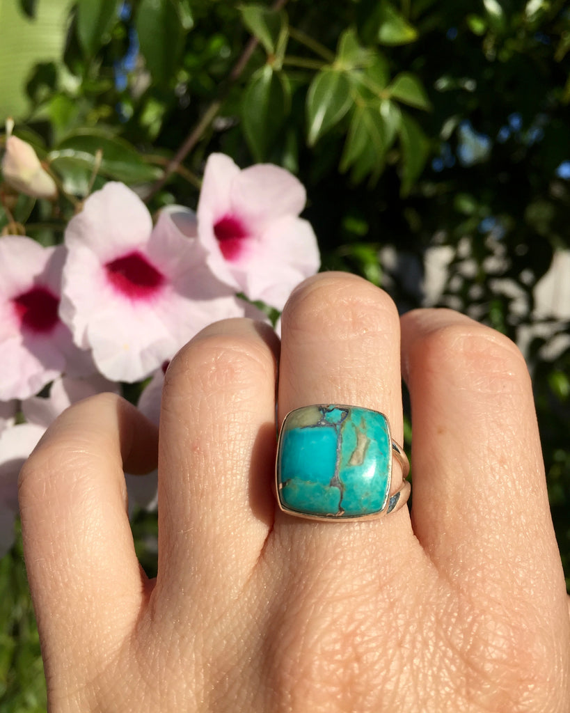 Silver & Turquoise Grateful Ring