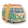 Teal VW Van w/ Surfboard - Beach Bamboo Wood Sticker