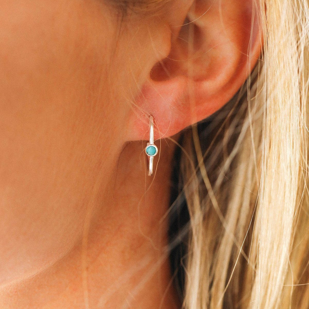Pura Vida Stone Hoop Stud Earrings