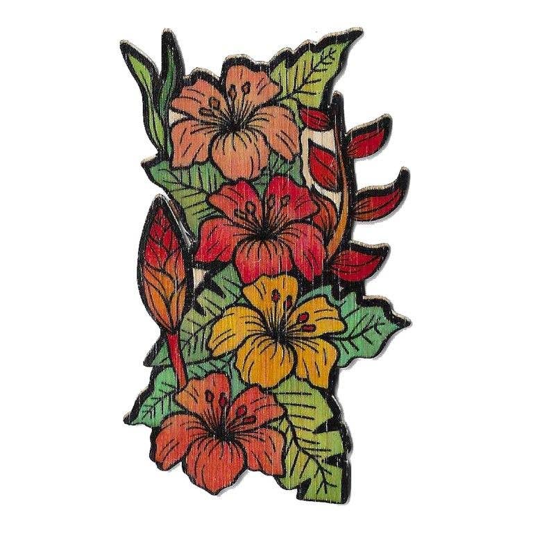 Tropical Hibiscus - Hawaii Bamboo Wood Sticker