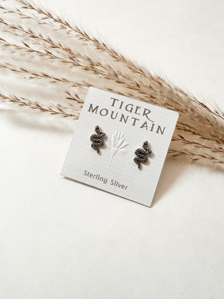 Silver Snake Stud Earrings