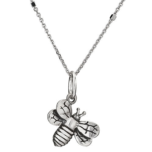 Silver Slanted Bee Necklace