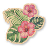 Hibiscus w/ Monstera - Tropical Flower Bamboo Wood Sticker