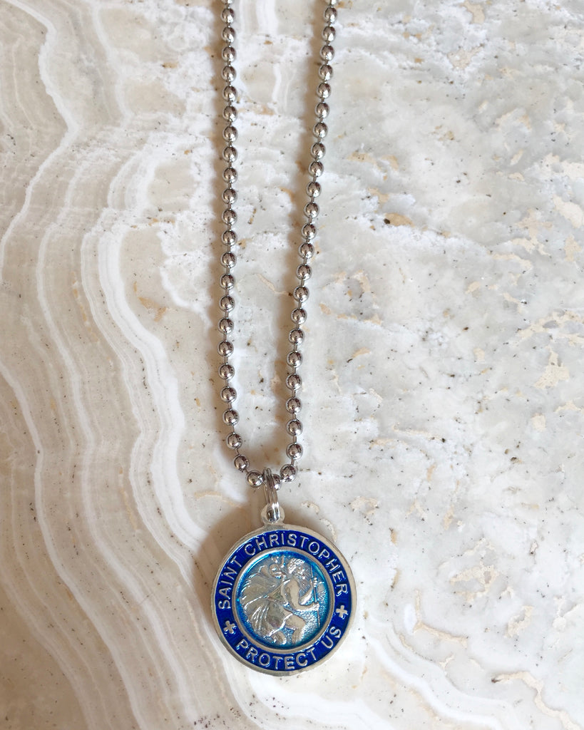 Amazon.com: St. Christopher Large Surf Medal Necklace Pendant, Protector of  Travel sv-navy Silver-Navy : Clothing, Shoes & Jewelry